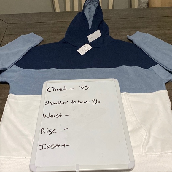 NWT American Eagle AHH-MAZINGLY soft blue and white color block sweatshirt | S - Picture 2 of 14